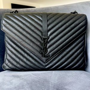 Saint Laurent large College Chain In Quilted Leather